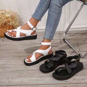 Slip-on Thick Sole Casual Wearing Ring Buckle Strap Women's Shoes