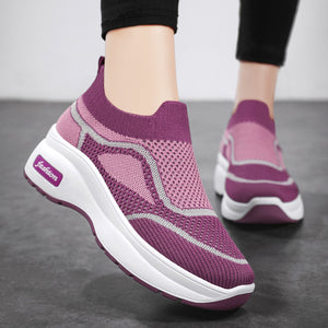 Fashion Spring And Summer Women Sports Shoes Thick Sole Middle Heel Slip On