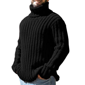 Mens Sweaters Turtleneck Cable Knitted Pullover