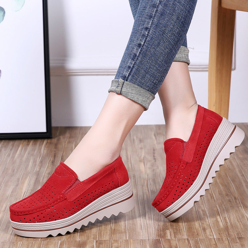 Autumn hollow anti-slip thick-soled shoes