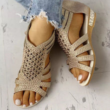 Load image into Gallery viewer, 2024 summer rhinestone wedge women&#39;s sandals
