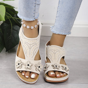 2024 New Retro Casual Flower Wedge Women's Sandals