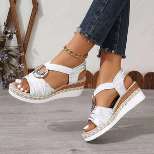 Women Summer Wedge Fish Mouth Roman Sandals