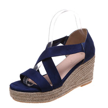 Load image into Gallery viewer, Women&#39;s Round Toe Wedge Strap Sandals
