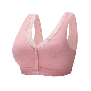 Soft Cotton Front Button Underwireless Tank Bra