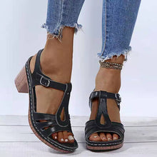 Load image into Gallery viewer, Summer women&#39;s metal buckle hollow high-heeled sandals
