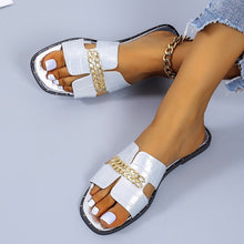 Load image into Gallery viewer, Ladies Solid Color Metal Chain Fashion Slippers
