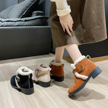 Load image into Gallery viewer, Women&#39;s Cuffed Martin Boots Winter Warm Belt Buckle Snow Boots
