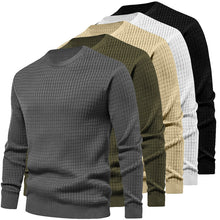 Load image into Gallery viewer, Mens Autumn And Winter Casual Loose Knitted Checkered Round Neck Hatless Versatile Long Sleeve Sweater
