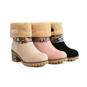 Women's warm thick sole high heel snow boots