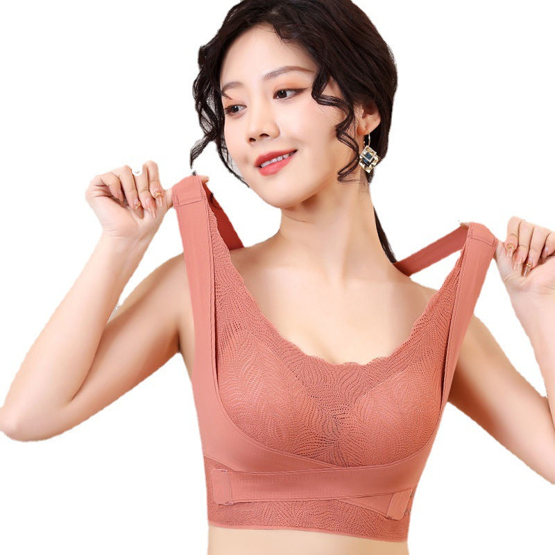 Women's plus size push up front buckle sports bra