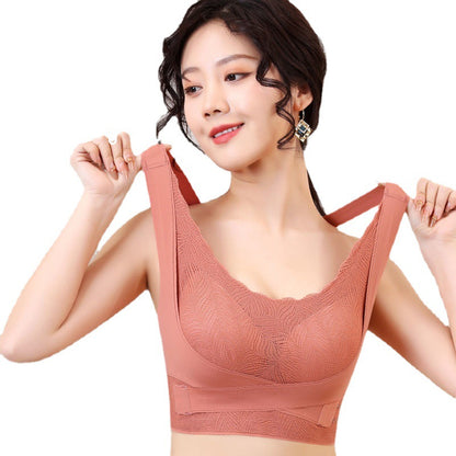 Women's plus size push up front buckle sports bra