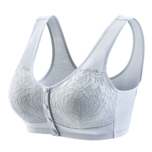 Thin Front Open Button No Steel Ring Ladies Bra