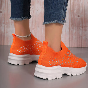 Women's Flyknit Mesh Rhinestone Casual Shoes