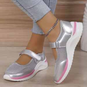 Women's Thick Sole Breathable Velcro Mesh Sneakers