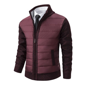 Men's CardiganFashion Patchwork knitted Zipper Stand Collar Thick Jackets