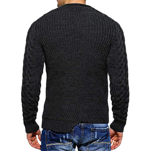 Mens Slim Fit Crew Neck Thick Sweaters Color Block Big and Tall Knit Pullovers