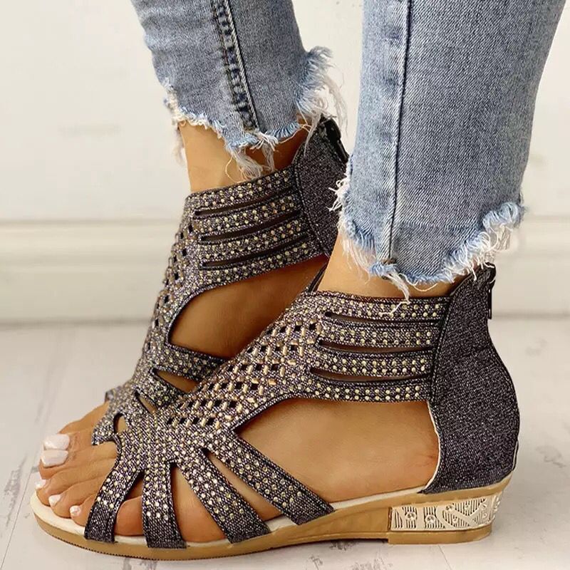 2024 summer rhinestone wedge women's sandals