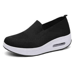 Ladies Solid Color Breathable Platform Sneakers