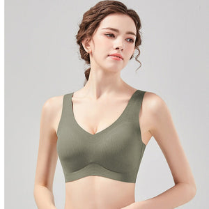 High Support Sports Bra Supportive V-Neck Wireless Sports Bras