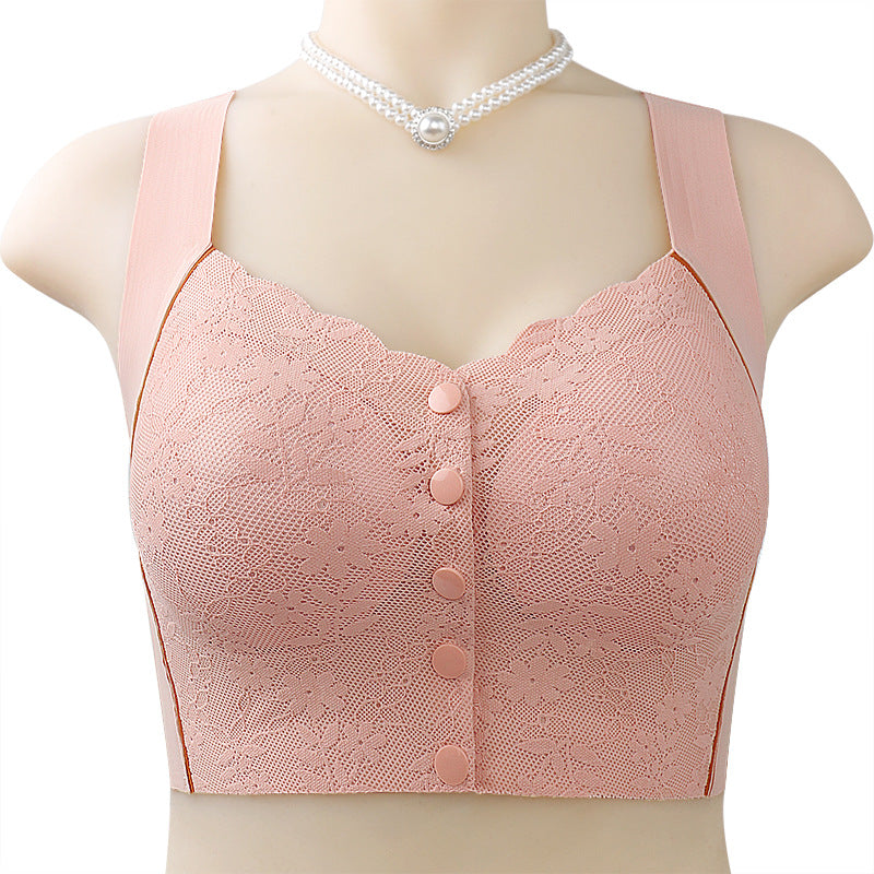 Women's Front Button No Steel Ring Breathable Bra