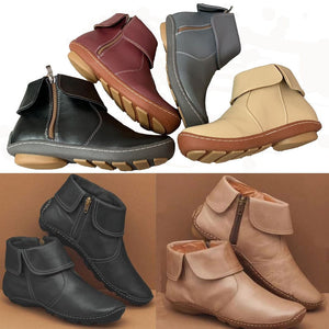 Women's Solid Color Round Toe Casual Side Zipper Martin Boots