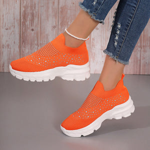 Women's Flyknit Mesh Rhinestone Casual Shoes