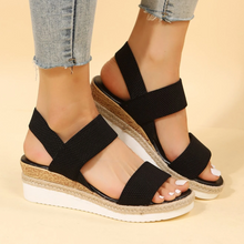 Load image into Gallery viewer, Stretch Peep Toe Casual Side Hollow Slope Bottom Sandals
