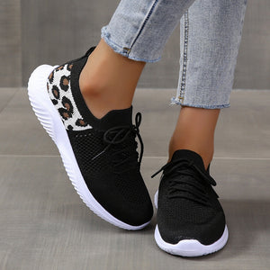 Ladies Round Toe Mesh Breathable Flat Sneakers