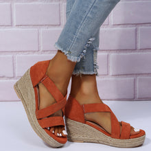 Load image into Gallery viewer, Women&#39;s Round Toe Wedge Strap Sandals
