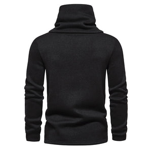 Men's Ribbed Knit Zipper Plain Stand Collar Pullover Sweater