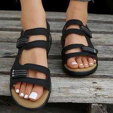 Load image into Gallery viewer, Flat Velcro Peep Toe Sandals
