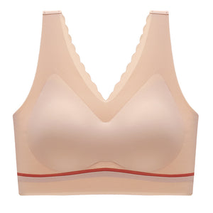 Women's seamless push-up latex deep V comfortable bra