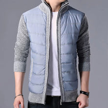 Load image into Gallery viewer, Men&#39;s CardiganFashion Patchwork knitted Zipper Stand Collar Thick Jackets
