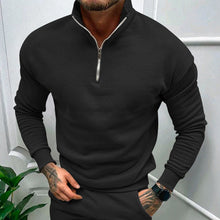 Load image into Gallery viewer, Men&#39;s Solid Color Casual Fleece Warm Zipper Stand Sweatshirt
