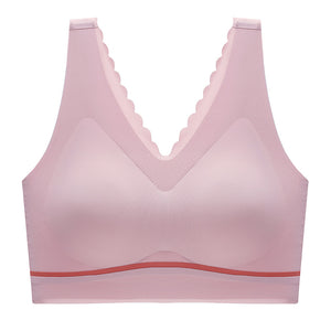 Women's seamless push-up latex deep V comfortable bra