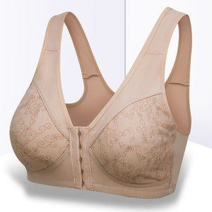 Thin wire-free front button bra