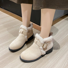 Load image into Gallery viewer, Women&#39;s Cuffed Martin Boots Winter Warm Belt Buckle Snow Boots
