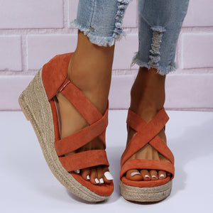 Women's Round Toe Wedge Strap Sandals