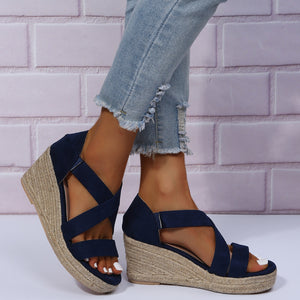 Women's Round Toe Wedge Strap Sandals