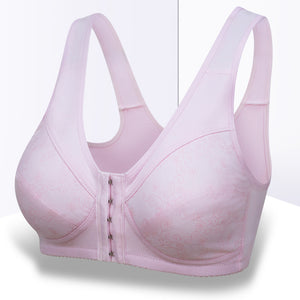 Thin wire-free front button bra