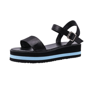 Women's Color Block Round Toe Buckle Sandals