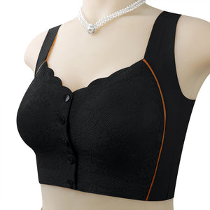 Women's Front Button No Steel Ring Breathable Bra