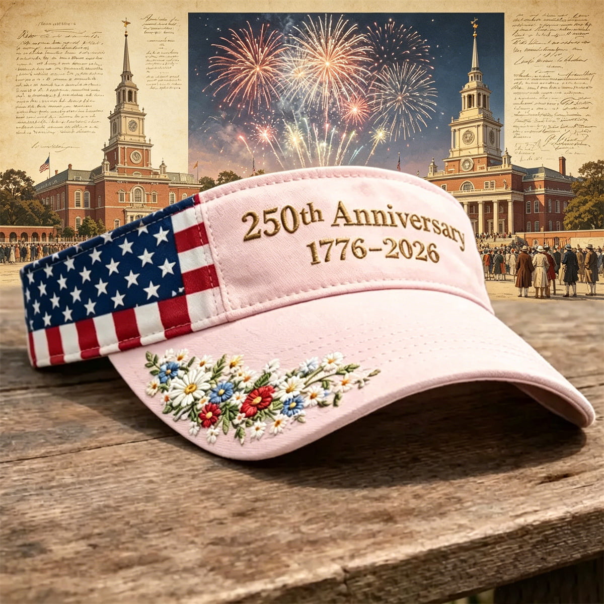 USA 250th Anniversary Embroidered Visor