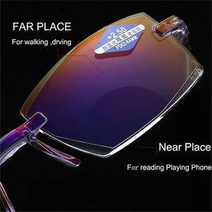 Sapphire High Hardness Anti Blue Light Intelligent Dual Focus Reading Glasses-DE