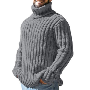 Mens Sweaters Turtleneck Cable Knitted Pullover