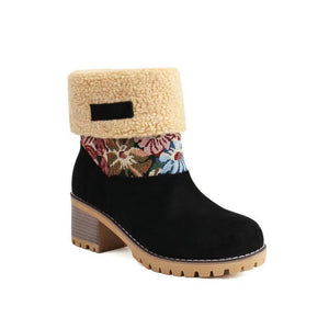 Women's warm thick sole high heel snow boots