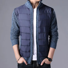 Load image into Gallery viewer, Men&#39;s CardiganFashion Patchwork knitted Zipper Stand Collar Thick Jackets
