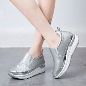 Stylish rhinestone thick sole casual shoes