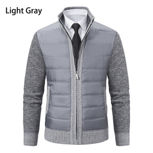 Men's CardiganFashion Patchwork knitted Zipper Stand Collar Thick Jackets